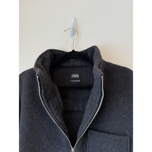 Zara Men’s QUARTER ZIP FLEECE SWEATSHIRT XL Anthracite Gray - Picture 2 of 5